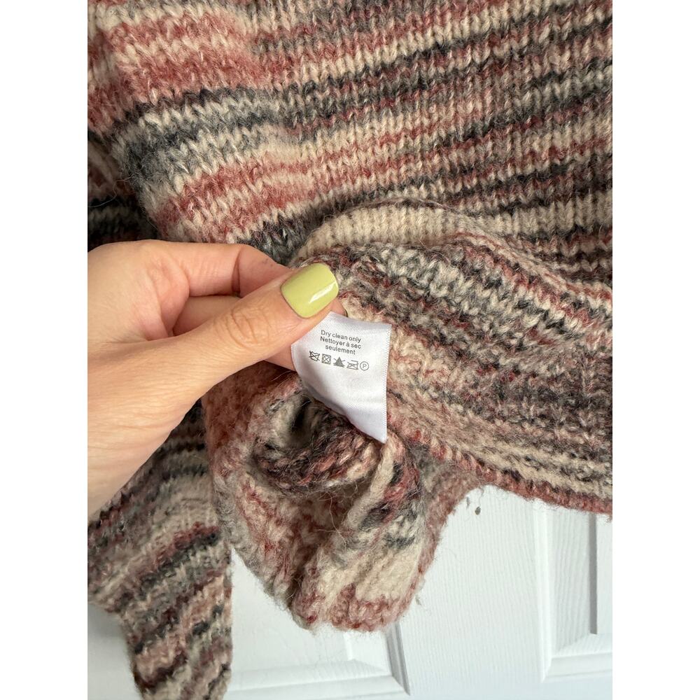 Veronica Beard Alston Sweater in Brown Pink Multi Striped Color Baby Alpaca - Picture 6 of 7